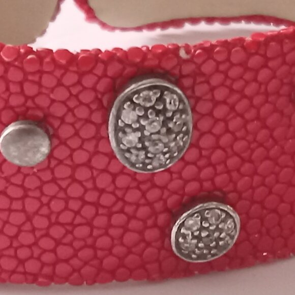 Genuine stingray cuff bracelet red with silver .925 decoration  Antique de Paris - Picture 8 of 16